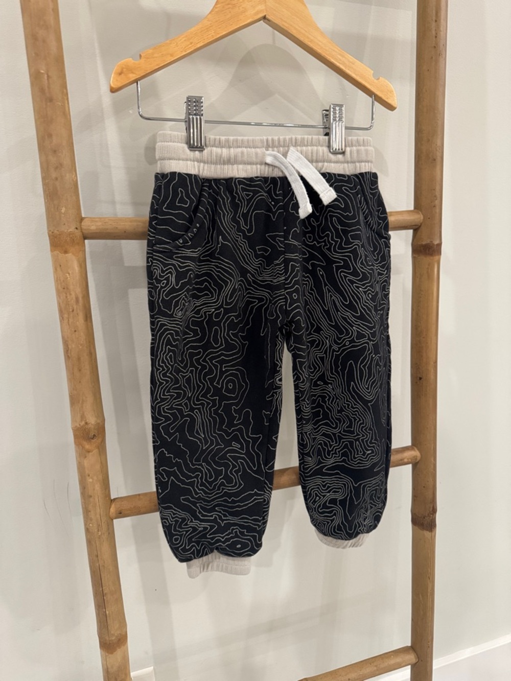 Little Bipsy Black Topographic Joggers with Cream Waistband